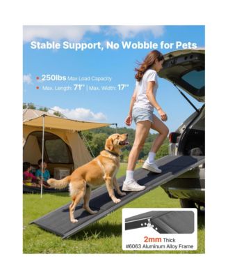 71" Extra-Long Folding Dog Ramp for Cars – Non-Slip Surface Supports up to 250 lbs, Portable Pet Ramp for SUVs & Trucks