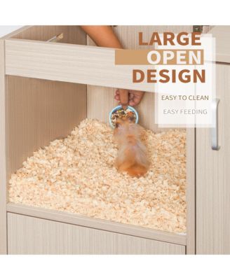 4-Tier Wooden Guinea Pig Cage – Hamster Habitat with Storage Cabinet & Acrylic Windows