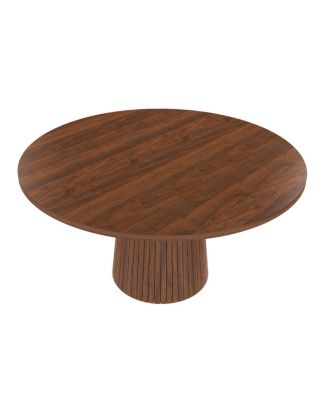 Round Farmhouse Dining Table with Wood Base.