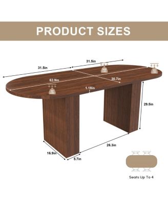 Oval Dining Table for 6, Walnut Veneer, Modern Farmhouse, Waterproof, Scratch Resistant