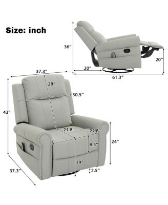 Manual Recliner 270° Swivel Rocker Chair with Massage & Heating
