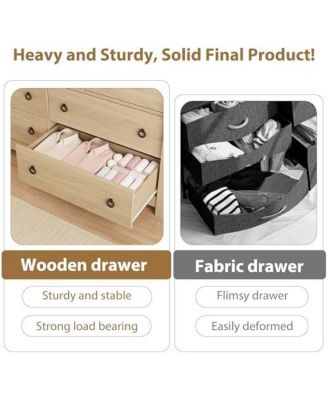 Dresser for Bedroom, Modern Wood 7 Drawer Dresser with Black Ring Pull Handles