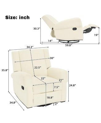 Manual Recliner Nursery Chair Swivel Rocker Sofa for Living Room