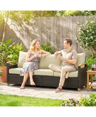 3 Seater Outdoor Couch Sofa with Cushioned Wide Seats