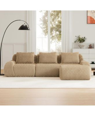 Streamdale Modern L-Shaped Modular Sectional Sofa, Flannelette, Oversized 3-Seater, Movable Ottoman