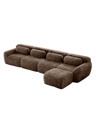 L-shaped Plush Modular Sectional Sofa, 32D High Density Sponge, Free Combination, No Assembly