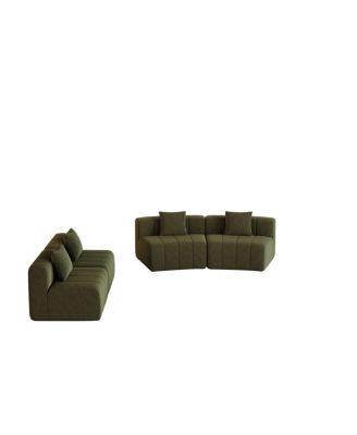 Chenille curved sectional sofa with 4 pillows, curved modular sofa