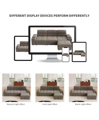 Streamdale Modern L-shaped sectional sofa, 105-inch cloud sofa with adjustable backrest and ottoman