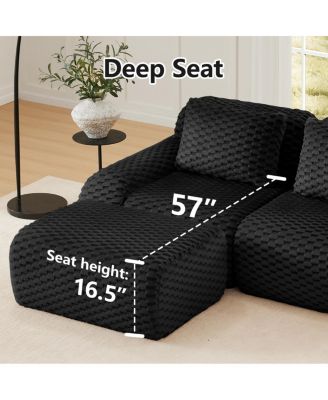 Streamdale 114" Modern L-Shaped Flannelette Sectional Sofa, Oversized 3-Seater Couch