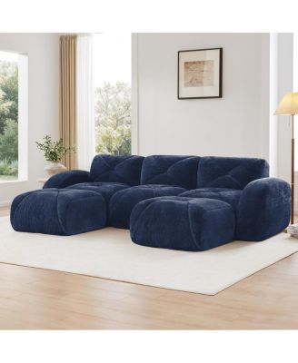 U-shaped Boneless Sofa, Tufted, 32D High Density Sponge