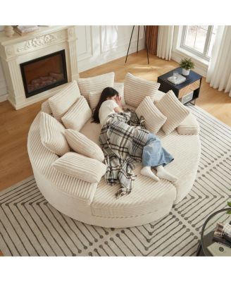 Corduroy Oversized Recliner, Converts to 2 Recliners, Sofa Bed, Neck Pillow