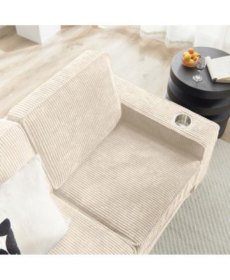  83.86" Corduroy Modern Compressed 3-Seater Sofa