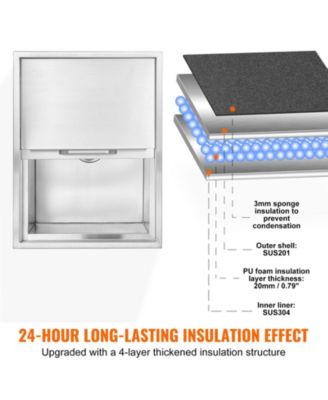 24 x 18 x 13 Inch Drop-In Stainless Steel Ice Chest, 40.9 Qt with Sliding Lid