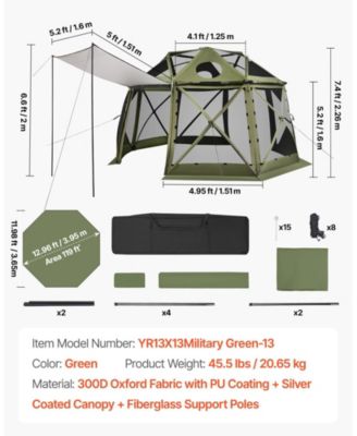 13 x 13 Ft Pop-Up Spherical Gazebo Screen Tent for 10-12 People