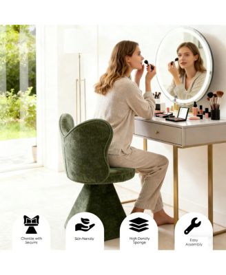Vanity Chair with Butterfly Back Swivel Accent Dining Makeup Stool