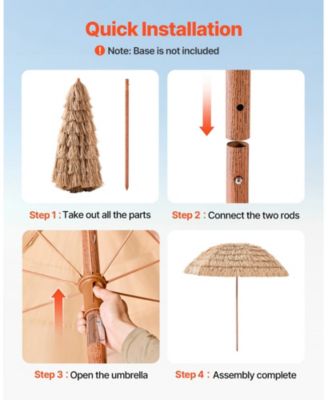 8 Ft Thatched Tiki Patio Umbrella with Tilt and Metal Ribs
