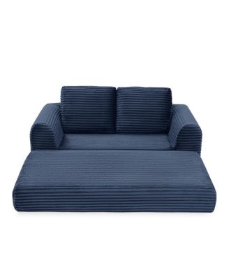 Streamdale 2-in-1 Folding Convertible Sofa Bed, Modern Corduroy Sleeper Couch with 2 Pillows