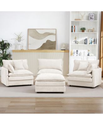  Modular Sectional Sofa, 102" L-Shaped Couch Set with Ottoman