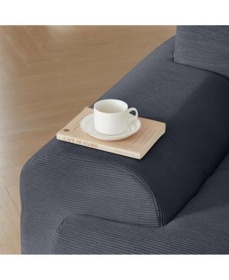 Modern L-Shaped Corduroy Sectional Sofa with Movable Ottoman