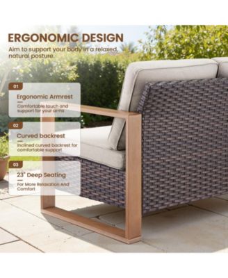 Outdoor Patio Couch, 3 Seater Outdoor Wicker Sofa with High Back, Deep Seating, Wide Armrest, Thickened Cushions, Patio for Deck, Porch Use