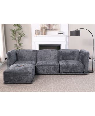  Fashionable modular chenille sofa with iron and wood frame