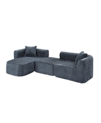Streamdale 114" Gray Cloud Sectional Couch with L-Shape Chaise & Movable Ottoman