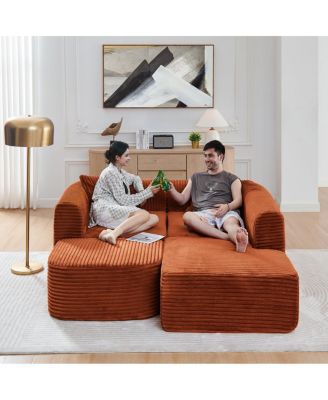 Orange 114" Cloud Sectional Couch with L-Shape Chaise, Modular Sofa