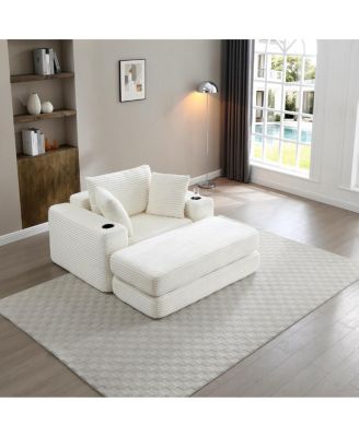 52.4" Oversized Corduroy Chaise Lounge Sofa Bed