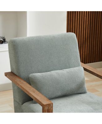 Modern Upholstered Swivel Accent Chair with Solid Wood Armrests