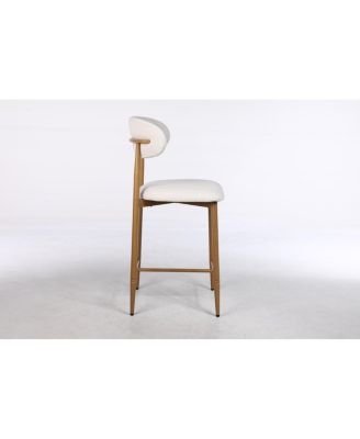 Set of 2 Counter Height Bar Stools, Upholstered Modern Barstools with Metal Legs