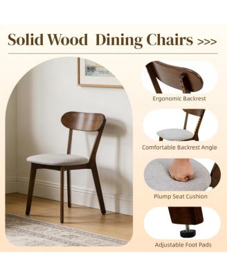 Solid Wood Dining Chairs Set of 2, Mid Century Modern Upholstered Kitchen Chair