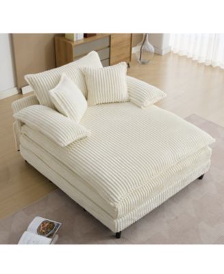 Oversized Corduroy Chaise Lounge Sofa Bed with Pillows