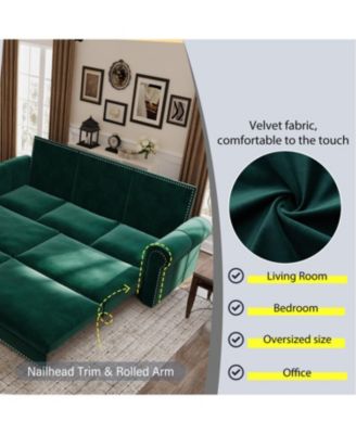 Chesterfield Velvet Sleeper Sofa Bed, Nailhead Trim