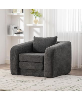 Convertible Chenille Sofa Bed with Pillow - Single Seater