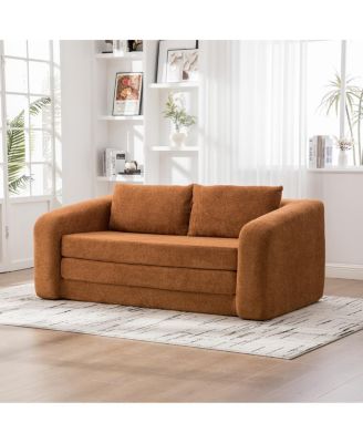 71" 2-in-1 Pull Out Foldable Loveseat Sofa Bed with Pillows