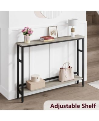 59" Narrow 2-Tier Console Table with Adjustable Shelf