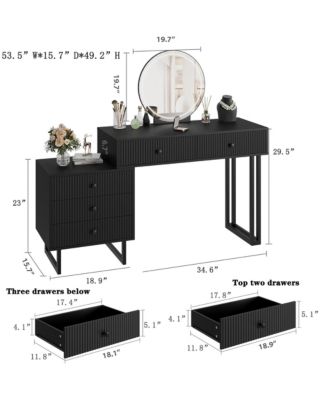Small Makeup Vanity Desk with Lighted Mirror and 5 Drawers