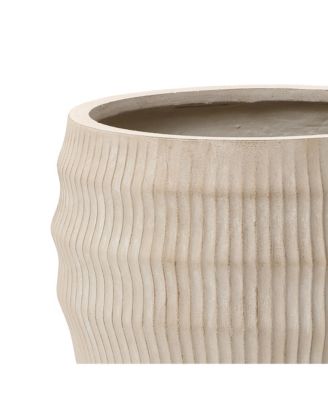 17.5" Dia Round Planter, Large Pots for Plants with Drainage Hole, Modern Wavy Textured Decorative Planter Pots for Indoor Plants