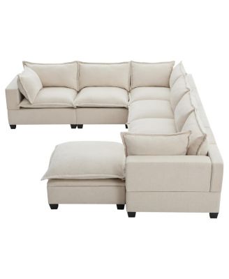 117.5" Modular Sectional Sofa with Movable Storage Ottoman, 7 Seat U Shaped Couch