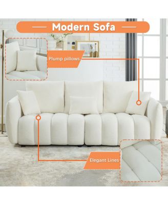 Streamdale 3 Seater + 3 Seater Combo Sofa, Modern Living Room Teddy Sofa, Wooden Frame