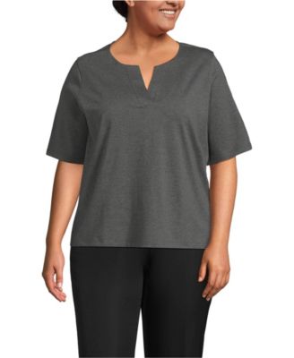 Plus Size Supima Jersey Half Sleeve Splitneck Shirt