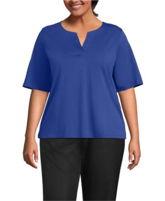 Plus Size Supima Jersey Half Sleeve Splitneck Shirt