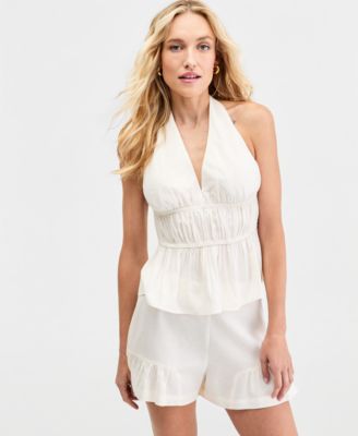 Women's Linen-Blend Halter Top, Macy's Exclusive