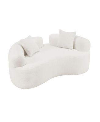 Curved Loveseat Sofa, Teddy Velvet, No-Assembly, 350 lbs Capacity