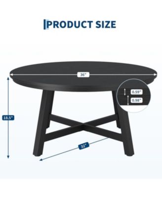 36" Large Round Coffee Table with Thickened Legs and Adjustable Feet