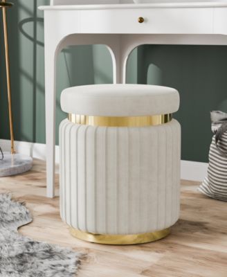 Raphael 15" Wood Upholstered Round Ottoman