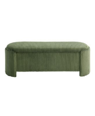 Jorvien 50" Wood Oval Corduroy Storage Bench