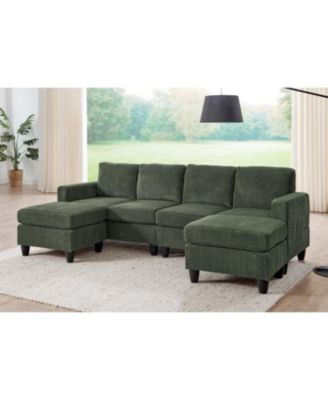 Savannah Modular Corduroy Sectional Sofa with Ottoman