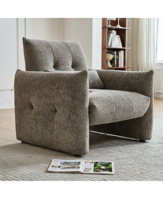 Streamdale Modern Tufted Accent Chair with Velvet Upholstery and Lumbar Pillow