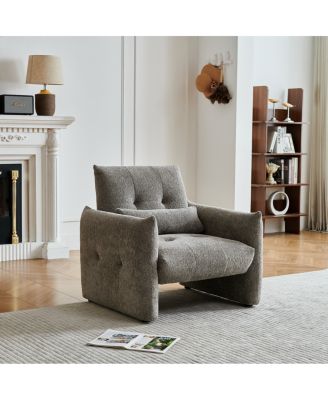 Streamdale Modern Tufted Accent Chair with Velvet Upholstery and Lumbar Pillow